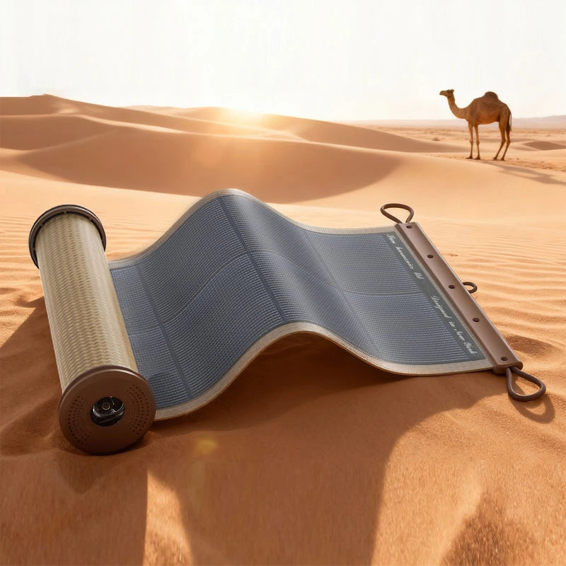 Portable CIGS solar power bank with LED flashlight for camping and hiking
