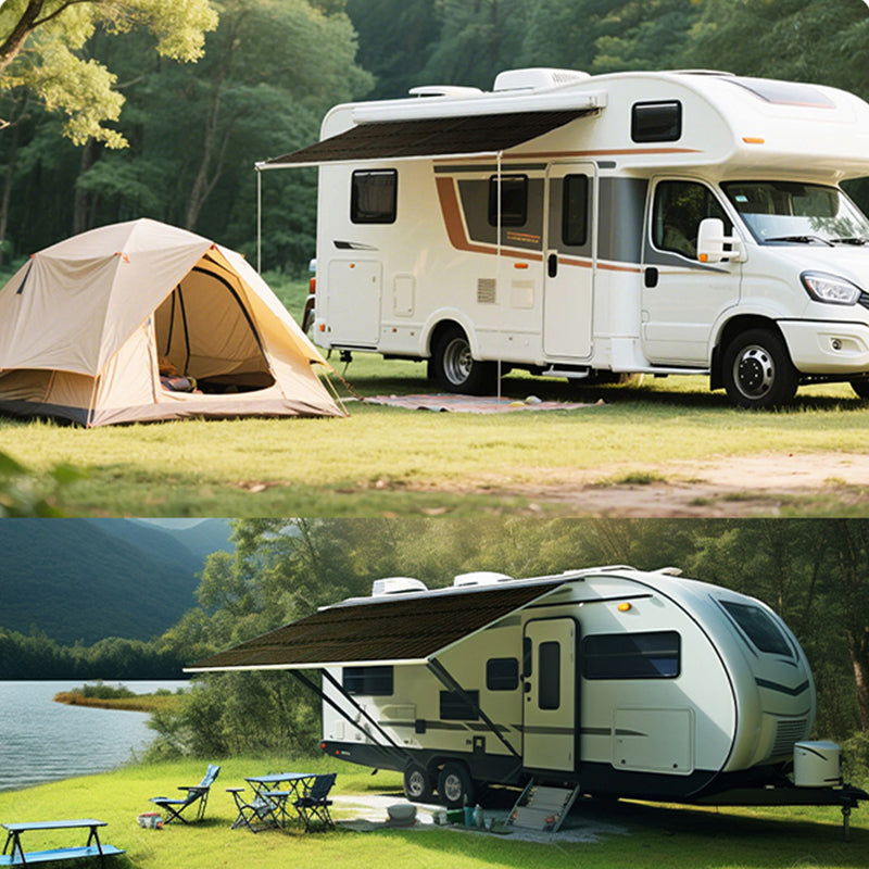 825W CIGS solar awning for large RV rooftop and off-grid power
