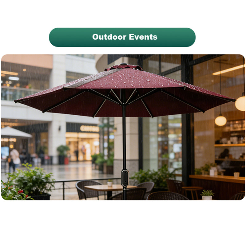 HitDesire solar LED patio umbrella off-grid power for outdoor use
