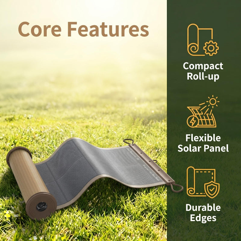 Rollable CIGS solar panel compact design for backpacking and hiking
